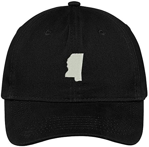Trendy Apparel Shop Mississippi State Map Embroidered Low Profile Soft Cotton Brushed Baseball Cap