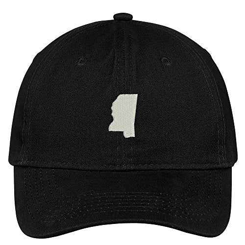 Trendy Apparel Shop Mississippi State Map Embroidered Low Profile Soft Cotton Brushed Baseball Cap