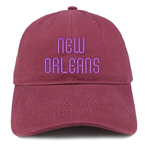 Trendy Apparel Shop New Orleans Text Embroidered Soft Crown 100% Brushed Cotton Cap