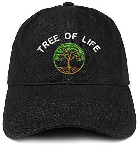 Trendy Apparel Shop Tree of Life Embroidered Soft Crown 100% Brushed Cotton Cap