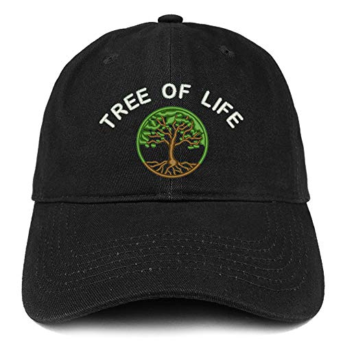 Trendy Apparel Shop Tree of Life Embroidered Soft Crown 100% Brushed Cotton Cap
