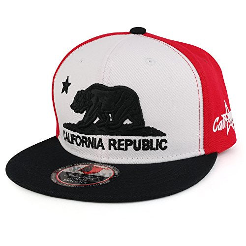Trendy Apparel Shop Kids 3D Embroidered California Republic Bear Flatbill Snapback Cap