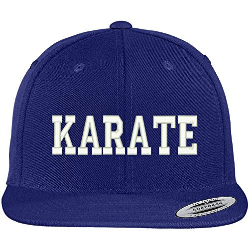 Trendy Apparel Shop Karate Embroidered Flat Bill Adjustable Snapback Cap