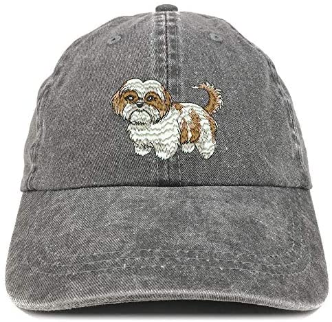 Trendy Apparel Shop Shih Tzu Embroidered Washed Low Profile Cap