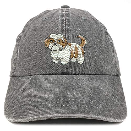 Trendy Apparel Shop Shih Tzu Embroidered Washed Low Profile Cap