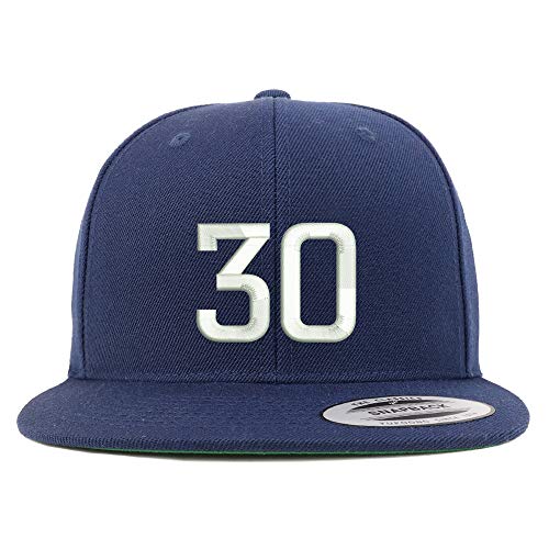 Trendy Apparel Shop Number 30 Embroidered Snapback Flatbill Baseball Cap