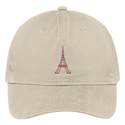 Trendy Apparel Shop Eiffel Tower Paris Embroidered Soft Crown 100% Brushed Cotton Cap