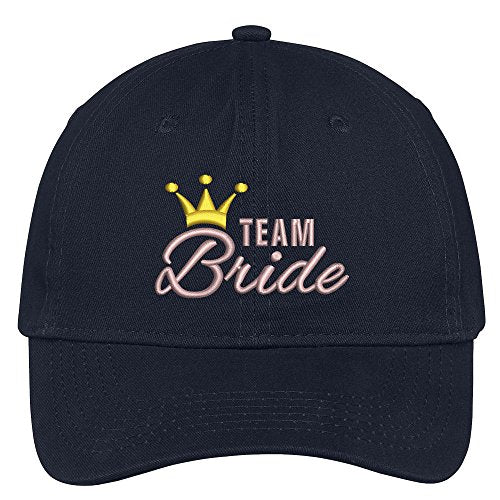 Trendy Apparel Shop Team Bride with Crown Wedding Theme Embroidered Soft Crown Cotton Cap