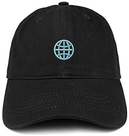 Trendy Apparel Shop Globe Emoticon Embroidered 100% Soft Brushed Cotton Low Profile Cap