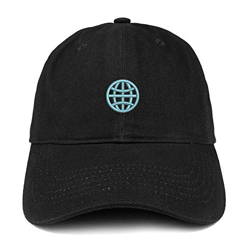 Trendy Apparel Shop Globe Emoticon Embroidered 100% Soft Brushed Cotton Low Profile Cap