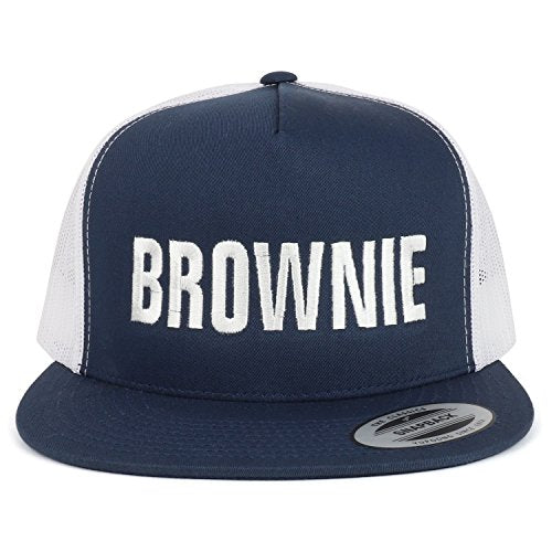Trendy Apparel Shop Brownie Embroidered 5 Panel Flat Bill 2-Tone Mesh Cap