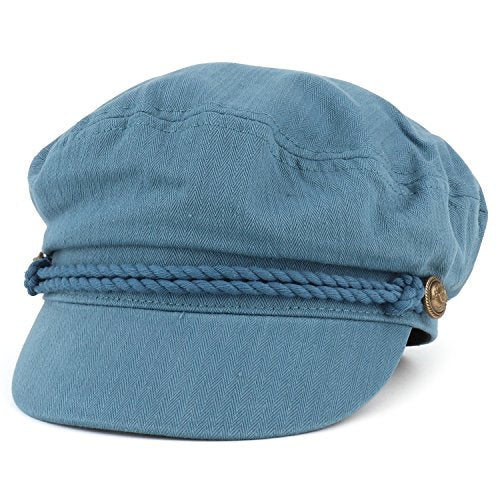 Trendy Apparel Shop Cotton Herringbone Texture Newsboy Greek Fisherman Hat