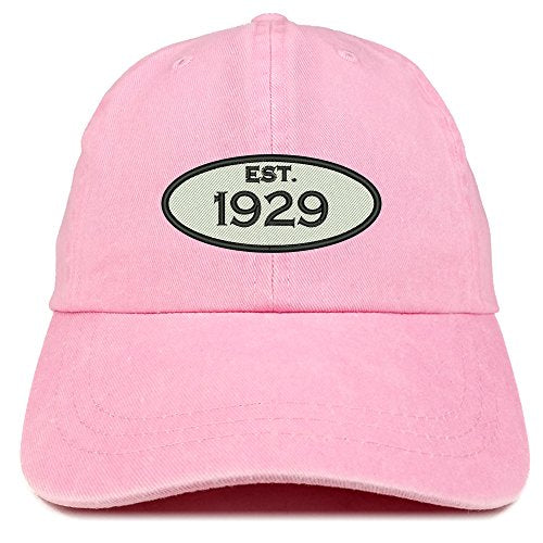 Trendy Apparel Shop Established 1929 Embroidered 92nd Birthday Gift Pigment Dyed Washed Cotton Cap