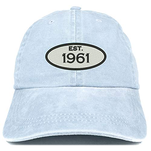 Trendy Apparel Shop 60th Birthday Established Year Washed Cotton Adjustable Cap