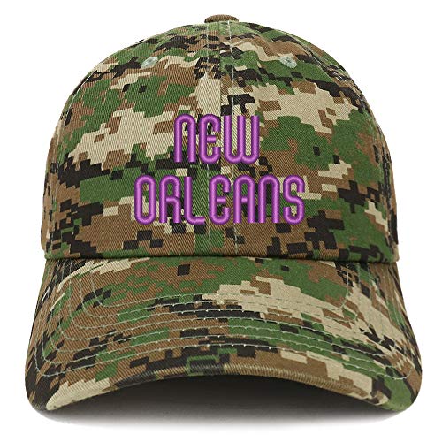 Trendy Apparel Shop New Orleans Text Embroidered Soft Crown 100% Brushed Cotton Cap