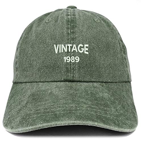 Trendy Apparel Shop Small Vintage 1989 Embroidered 32nd Birthday Washed Pigment Dyed Cap