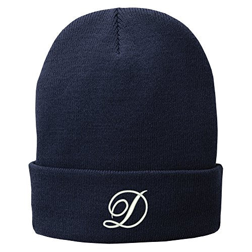 Trendy Apparel Shop Letter D Embroidered Winter Knitted Long Beanie
