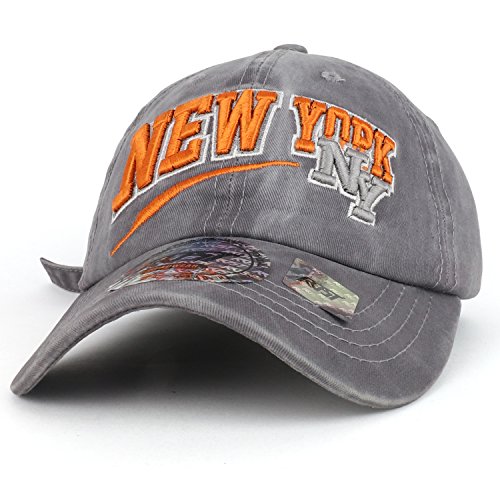 Trendy Apparel Shop New York NY Text 3D Embroidered Baseball Cap Long Tail Strap
