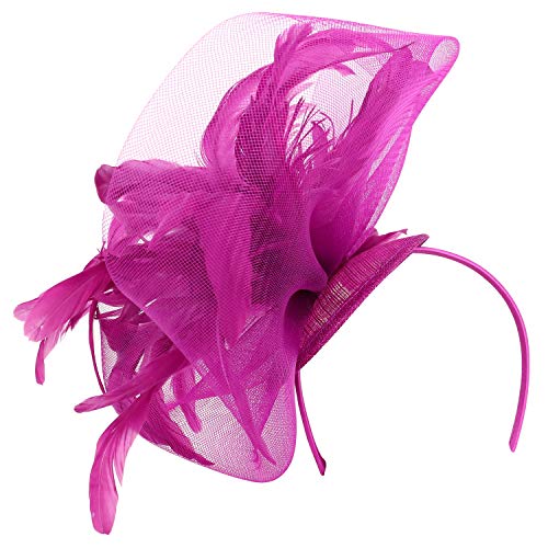 Trendy Apparel Shop Feathers Mesh Net Sinamay Cocktail Party Fascinator Headband