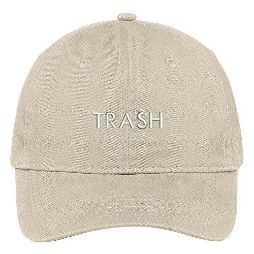 Trendy Apparel Shop Trash Embroidered Soft Crown 100% Brushed Cotton Cap