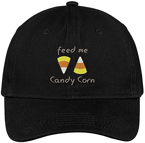 Trendy Apparel Shop Feed Me Candy Corn Embroidered Halloween Themed Cotton Baseball Cap