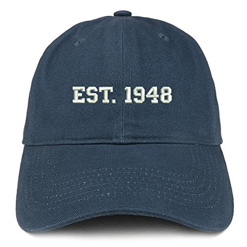 Trendy Apparel Shop EST 1948 Embroidered - 73rd Birthday Gift Soft Cotton Baseball Cap