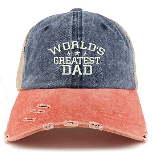 Trendy Apparel Shop World's Greatest Dad Pigment Dyed Mesh Back Frayed Bill Cap