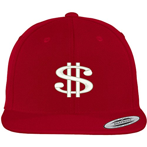 Trendy Apparel Shop Dollar Sign Embroidered Flatbill Snpaback Cap