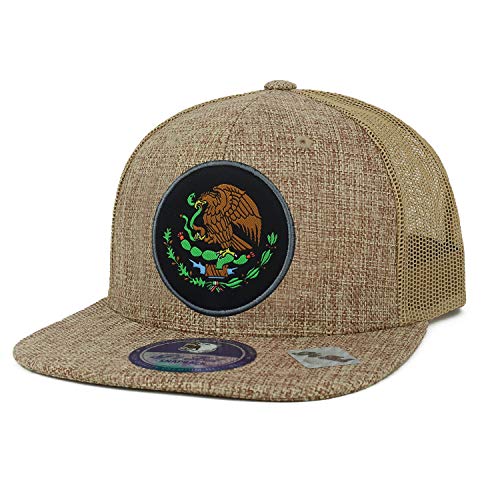 Trendy Apparel Shop Mexican Coat of Arms Embroidered Linen Trucker Snapback Cap
