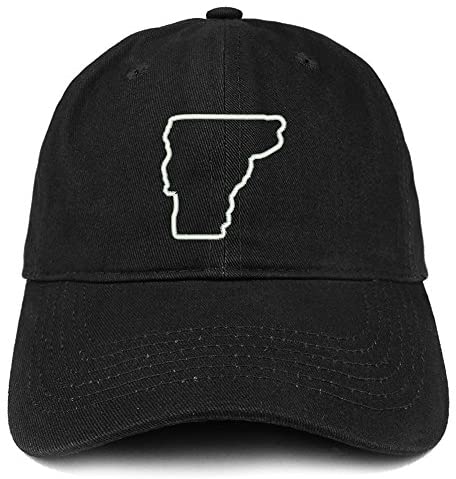 Trendy Apparel Shop Vermont State Outline State Embroidered Cotton Dad Hat