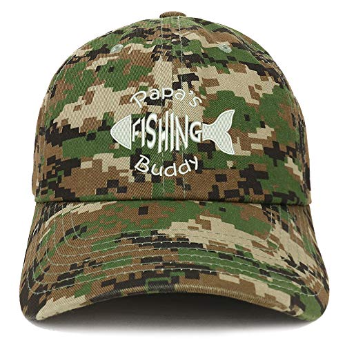 Trendy Apparel Shop Papa's Fishing Buddy Embroidered Soft Crown 100% Brushed Cotton Cap