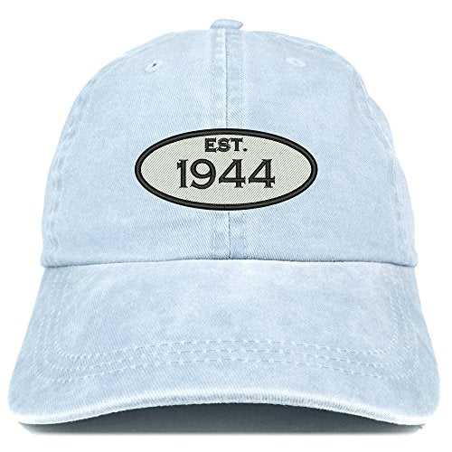 Trendy Apparel Shop Established 1944 Embroidered Birthday Gift Pigment Dyed Washed Cotton Cap