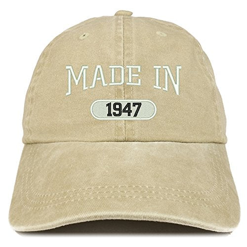 Trendy Apparel Shop Made in 1947 Embroidered 74th Birthday Washed Baseball Cap