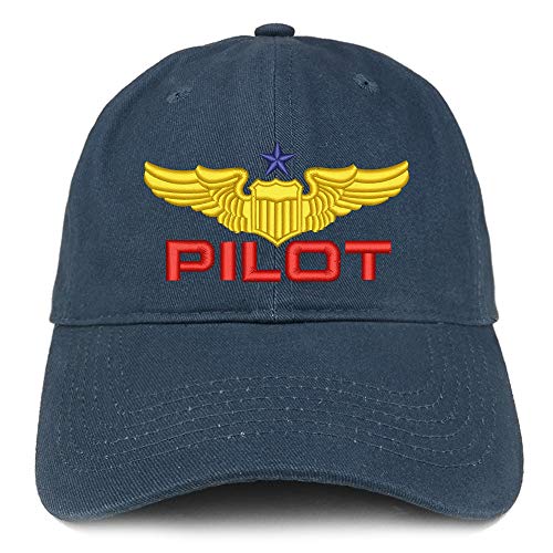 Trendy Apparel Shop Pilot Embroidered Soft Crown 100% Brushed Cotton Cap