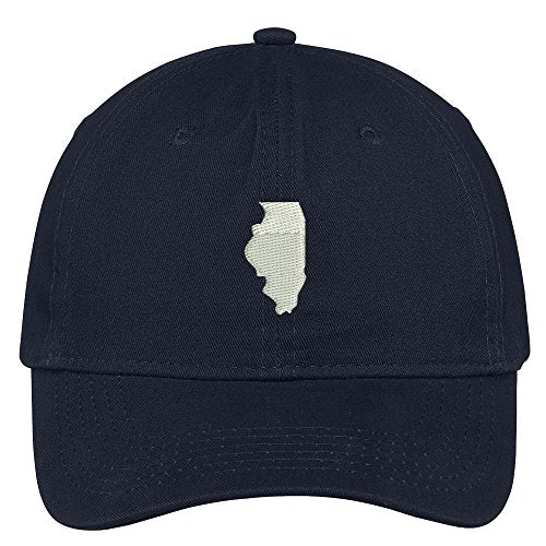 Trendy Apparel Shop Illinois State Map Embroidered Low Profile Soft Cotton Brushed Baseball Cap