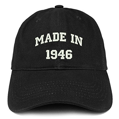 Trendy Apparel Shop Made in 1946 Text Embroidered 75th Birthday Brushed Cotton Cap