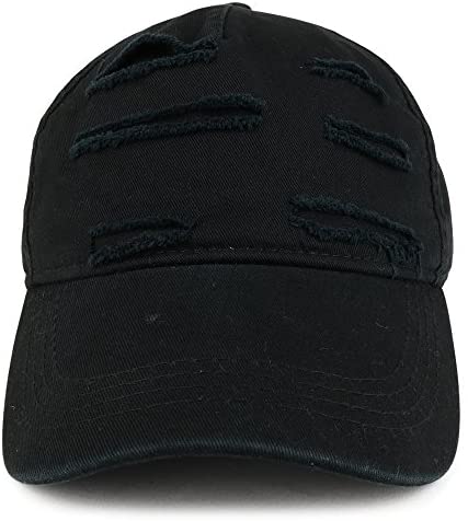 Trendy Apparel Shop Distressed Unstructured Frayed Five Panel Cotton Baseball Cap