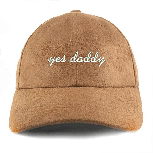 Trendy Apparel Shop Yes Daddy Embroidered Faux Suede Leather Adjustable Cap