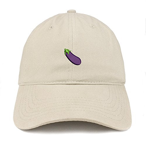 Trendy Apparel Shop Eggplant Emoticon Embroidered 100% Soft Brushed Cotton Low Profile Cap
