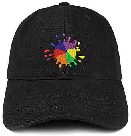 Trendy Apparel Shop Rainbow Color Splash Embroidered Brushed Cotton Cap