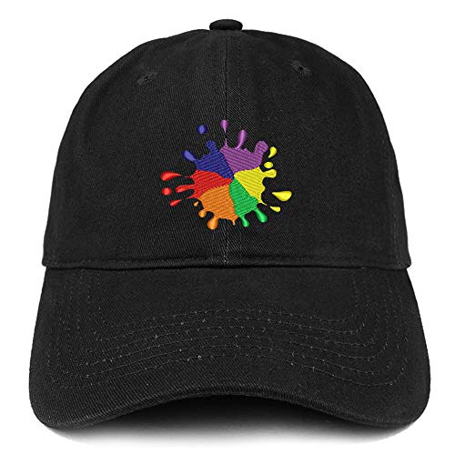 Trendy Apparel Shop Rainbow Color Splash Embroidered Brushed Cotton Cap