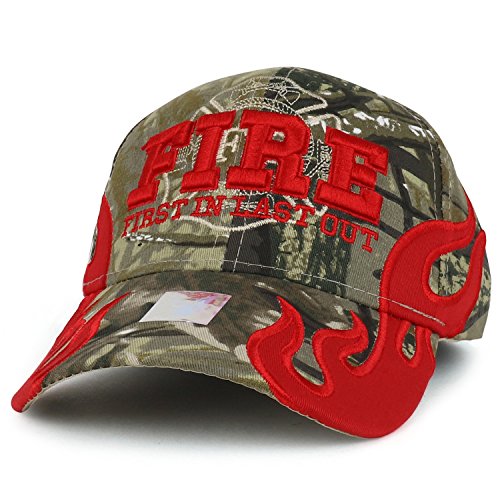 Trendy Apparel Shop First in Last Out 3D Fire Embroidered Adjustable Baseball Cap