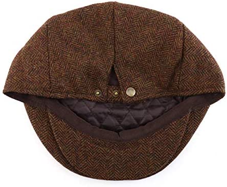 Trendy Apparel Shop Men's Herringbone Wool Blend Adjustable 3 Button Ivy Cap