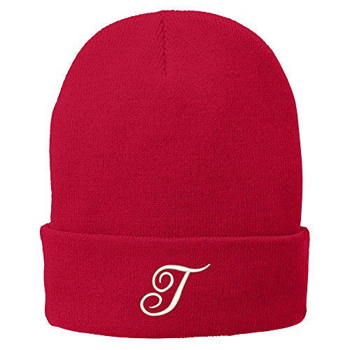 Trendy Apparel Shop Letter T Embroidered Winter Knitted Long Beanie