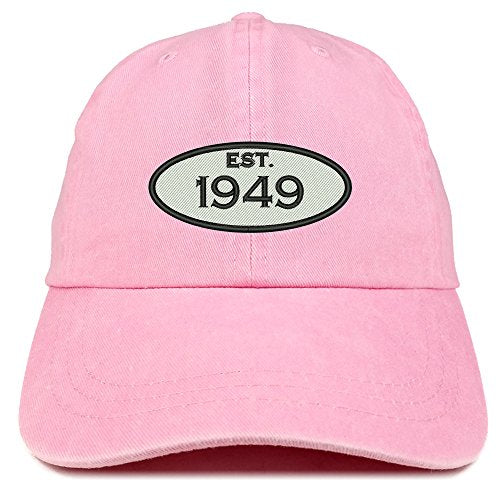 Trendy Apparel Shop Established 1949 Embroidered 72nd Birthday Gift Pigment Dyed Washed Cotton Cap
