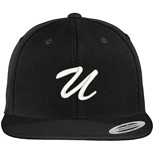 Trendy Apparel Shop Letter U Brushed Script Embroidered Flat Bill Snapback Baseball Cap