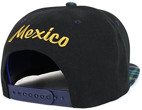 Trendy Apparel Shop Hecho En Mexico Eagle 3D Embroidered Check Plaid Snapback Cap