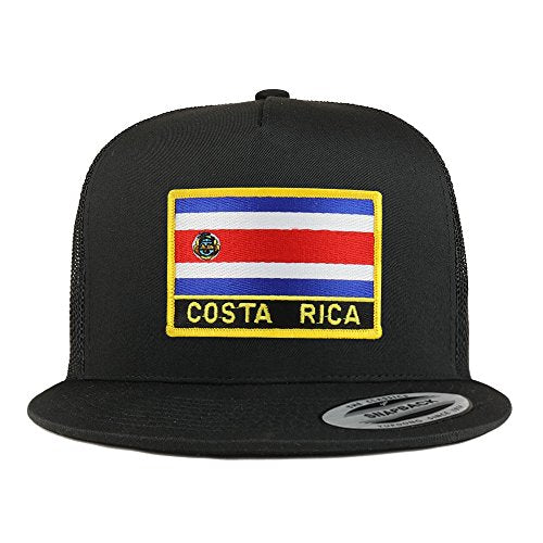 Trendy Apparel Shop Costa Rica Flag 5 Panel Flatbill Trucker Mesh Snapback Cap