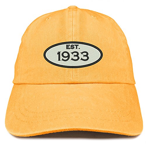 Trendy Apparel Shop Established 1933 Embroidered 88th Birthday Gift Pigment Dyed Washed Cotton Cap