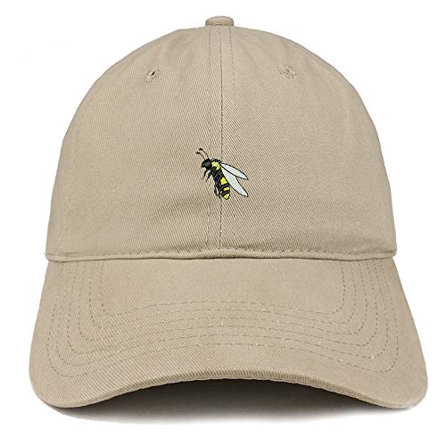 Trendy Apparel Shop Small Bee Embroidered Soft Crown 100% Brushed Cotton Cap